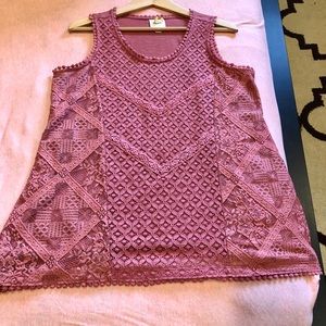 Elegant Pink Lace Sleeveless Top